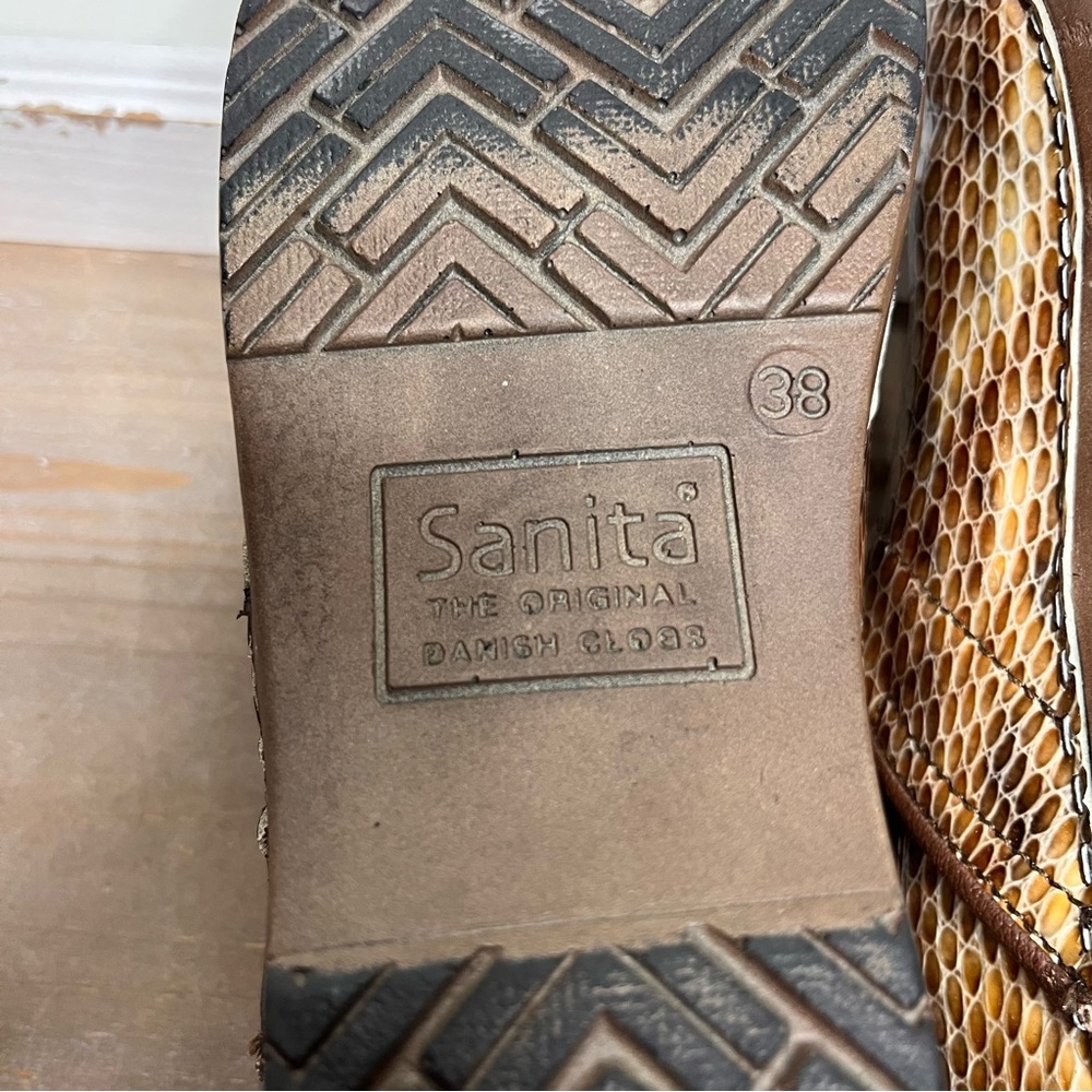 Sanita Tan Snake Skin Embossed Leather Women’s Clogs Rare-Size 38EU, 7.5-8US - Picture 5 of 10